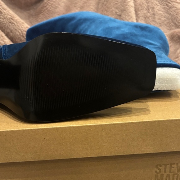 Steve Madden Velvet Blue Heeled Boots - Picture 5 of 7